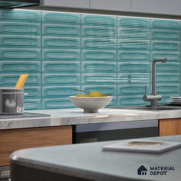 Faux Subway  Tile TL 07238 B Bali 1004 1 ft x 1 ft Ceramic Glossy Finish - 9 mm  | 2 mm Spacer is Mandatory | Please Expect a Slight Variation of Pattern (Sample)